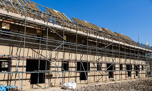 A house with scaffolding around it