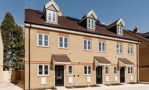 A row of three houses