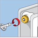 diagram of how to insert key into radiator to bleed them